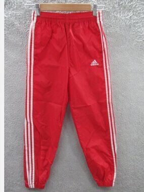 Y2K 90s Rare Adidas Vintage Nylon TEAM Red Lined Track Pants